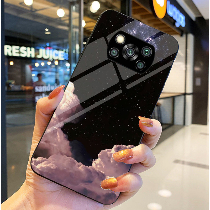 Ốp Lưng XIAOMI POCO X3 NFC, X3 NFC PRO Mặt kính sáng bóng, Họa tiết mây trời