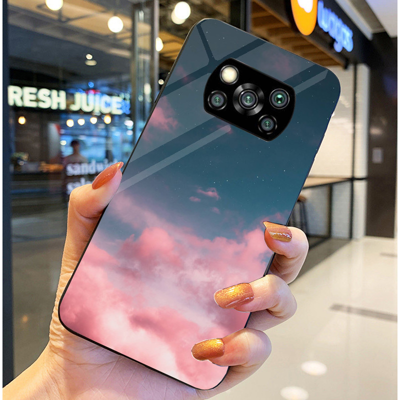 Ốp Lưng XIAOMI POCO X3 NFC, X3 NFC PRO Mặt kính sáng bóng, Họa tiết mây trời