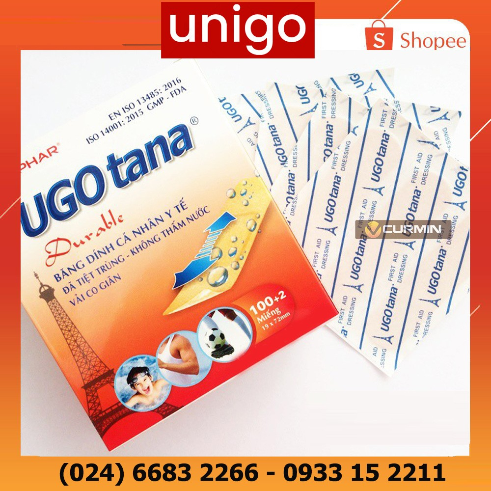 10 miếng Băng cá nhân y tế Ugotana 19 mm x 72 mm