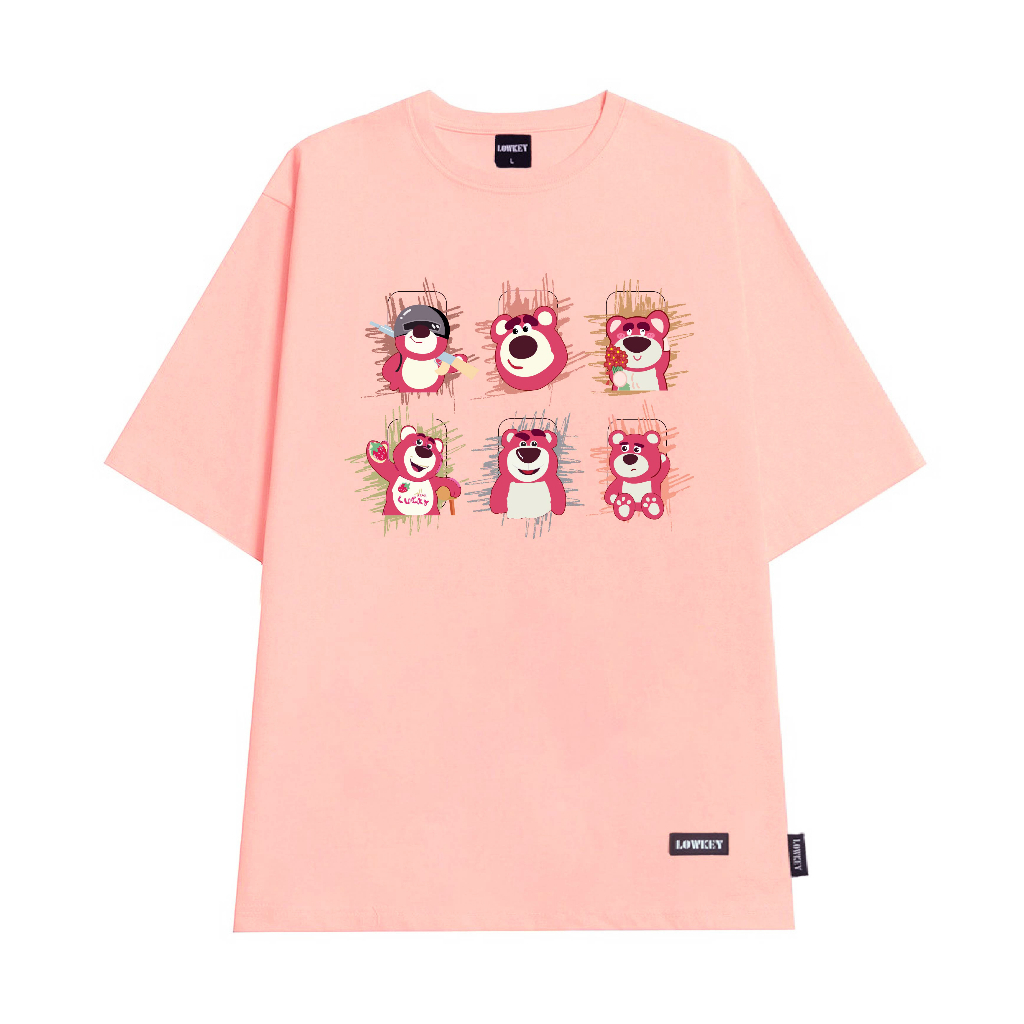 Áo thun nam nữ unisex Gấu Dâu LOTSO dễ thương K0076 - Vải cotton thoáng mát, thấm mồ hôi
