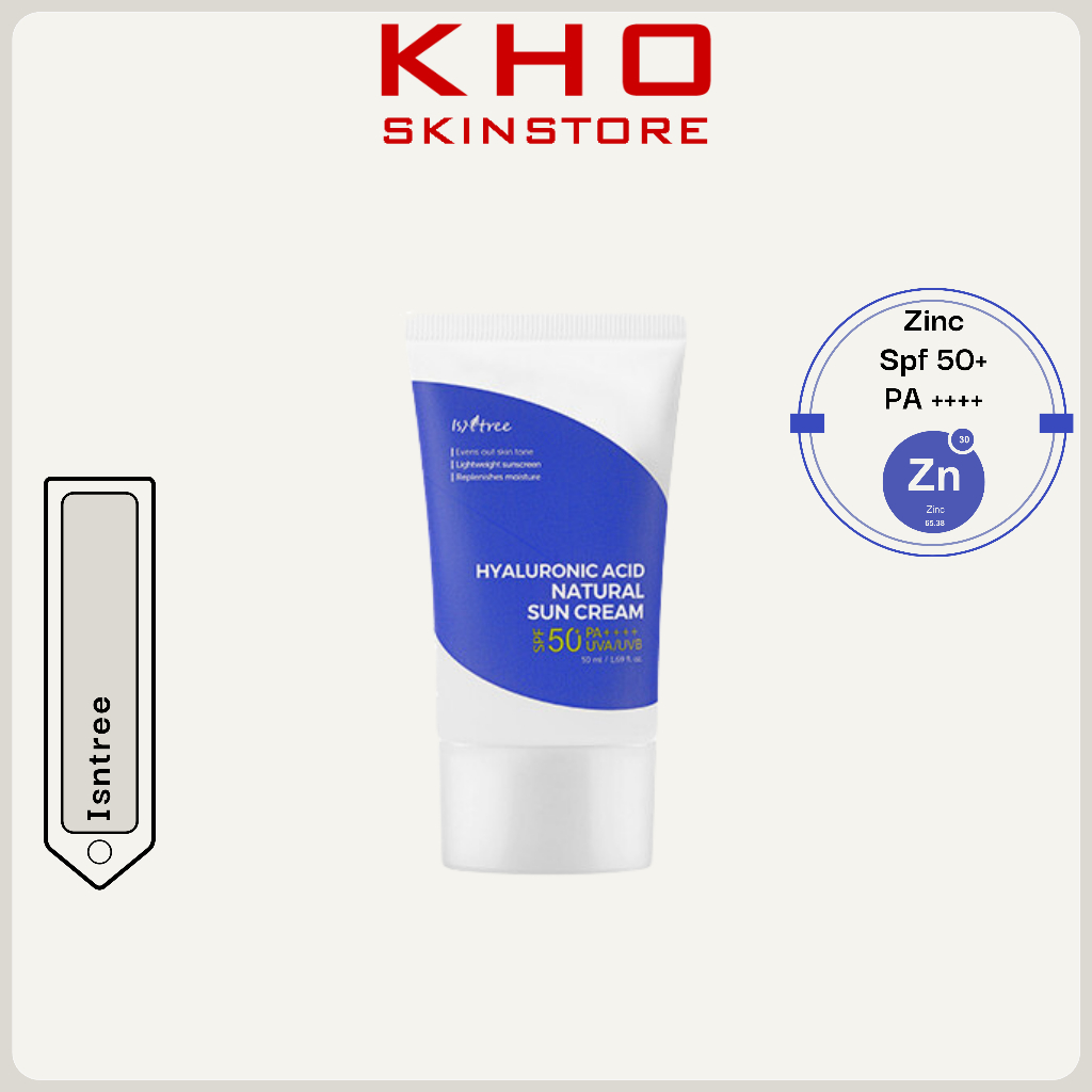 Isntree kem chống nắng vật lí nâng tone nhẹ Hyaluronic Acid Natural Sun Cream
