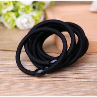 Dây buộc tóc đen đơn giản gắn hạt