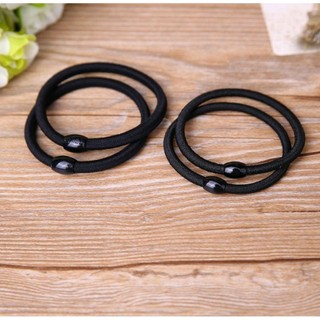 Dây buộc tóc đen đơn giản gắn hạt