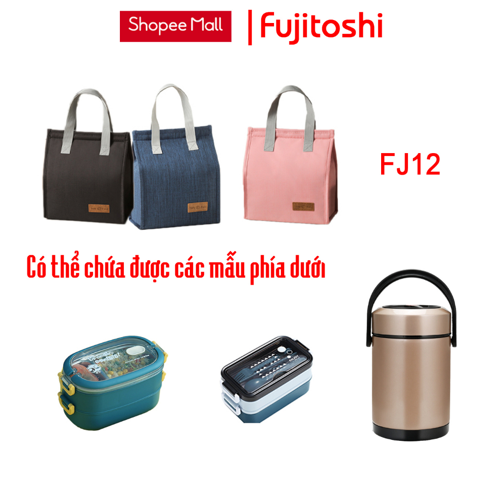 Túi giữ nhiệt hộp cơm Fujitoshi GN11 VAF GN12 nhiều lớp có lóp tráng bạc giữ nhiệt và thời trang