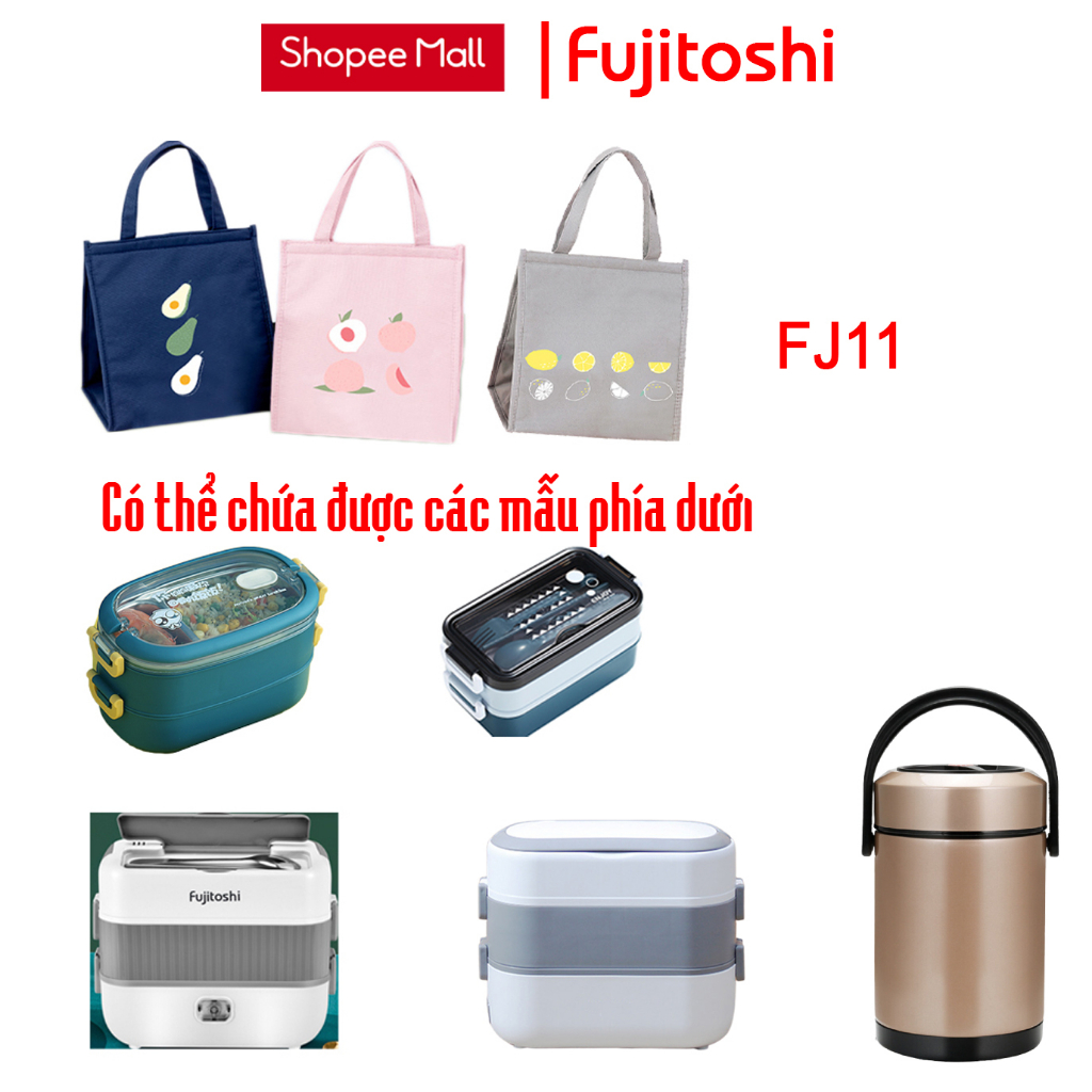 Túi giữ nhiệt hộp cơm Fujitoshi GN11 VAF GN12 nhiều lớp có lóp tráng bạc giữ nhiệt và thời trang