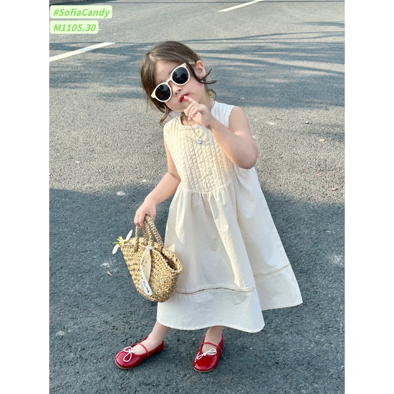 Váy sát nách xếp ly ngực Sofia Candy size 12/18m-10y