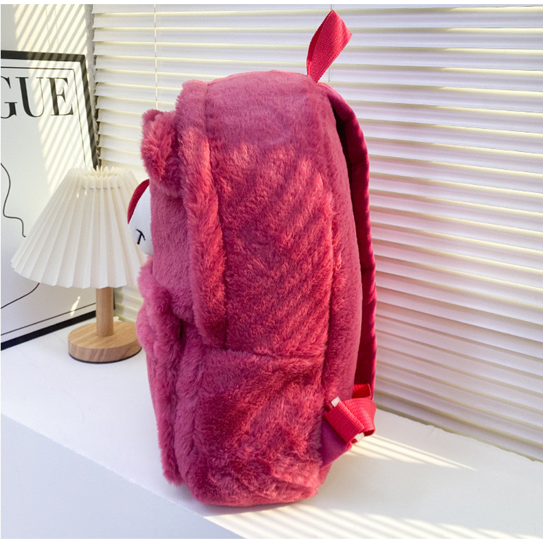 Balo gấu dâu size lớn lông mịn cao cấp, Balo đeo vai đi học Lotso dễ thương _ TingTing