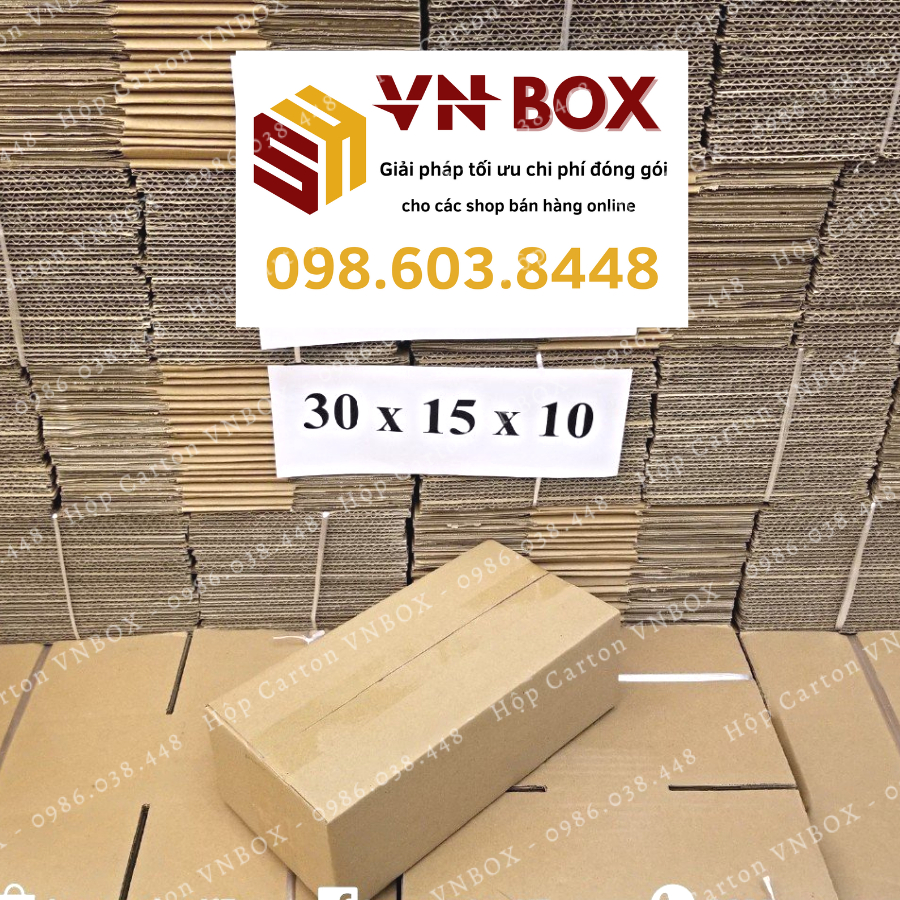 30x15x10 Combo 10 Hộp carton đóng hàng, hộp giấy gói hàng giá xưởng - VN BOX