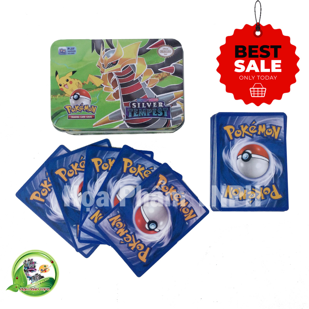 Hộp Thẻ Bài Bằng Sắt Có 40 Thẻ Bài Pokemon Silver Tempest Tặng Kèm Lá VIP (Mẫu Giao Ngẫu Nhiên) Bằng Giấy Bóng Cứng