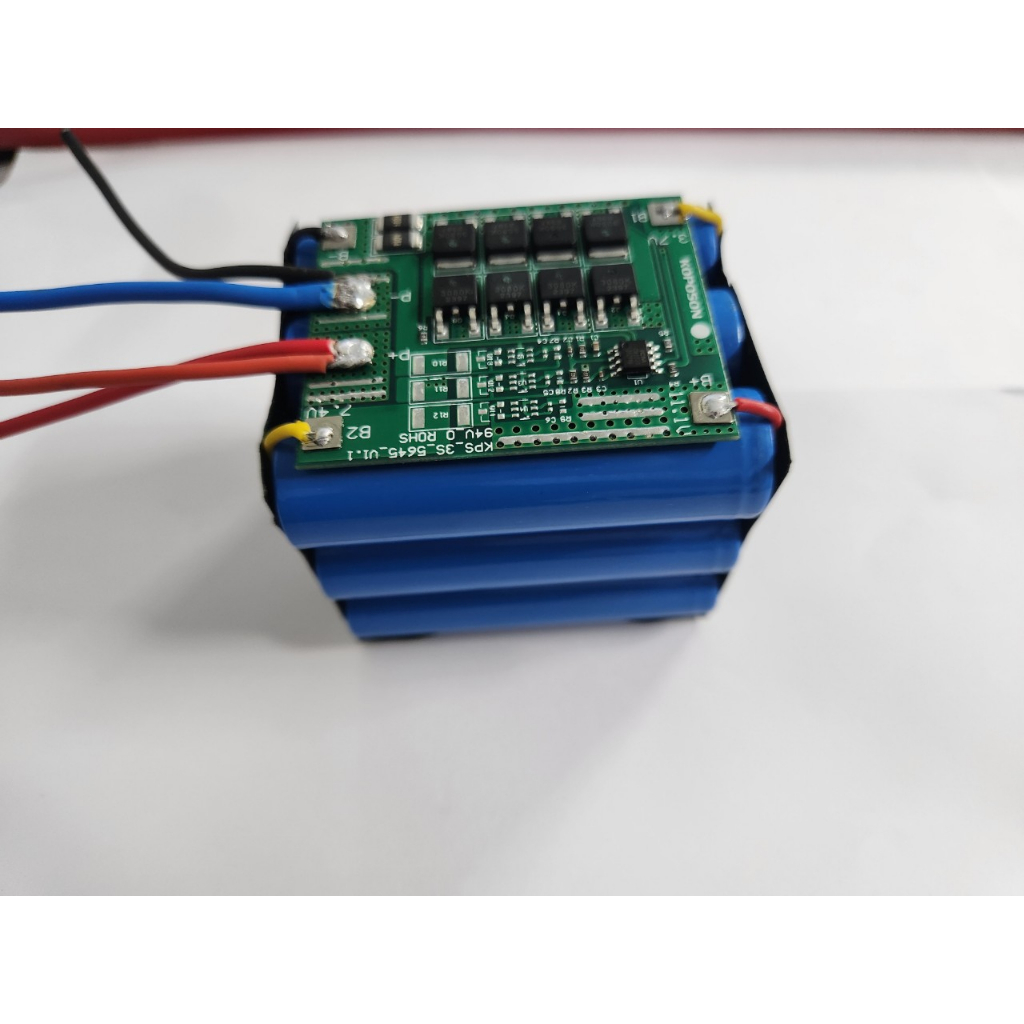 Khối Pin 12v 3.6Ah, Pin sạc Lithium sắt, 9 viên pin 18650 1.2Ah, mạch bảo vệ BMS 3S + Rắc 5.5x2.5