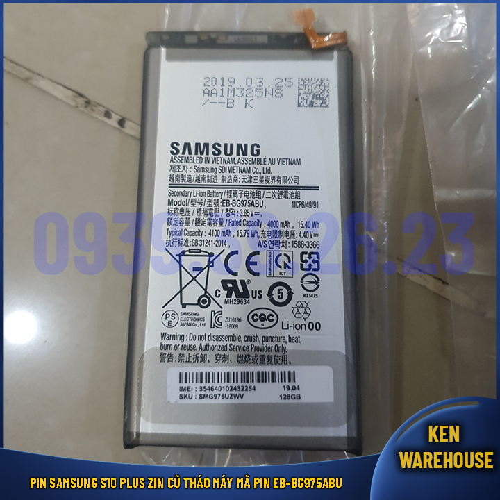 PIN SAMSUNG S10 PLUS zin cũ tháo máy mã PIN EB-BG975ABU - 985 shop