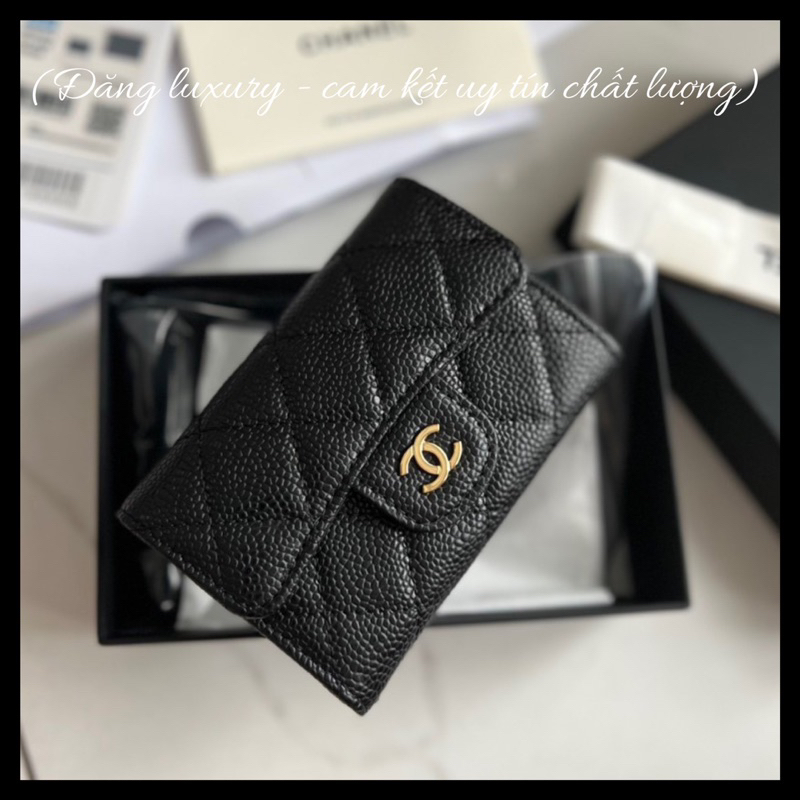 💎Ví CC WALLET MINI SIEU CAP - Size 11cm - Da bê hạt caviar nhập khẩu