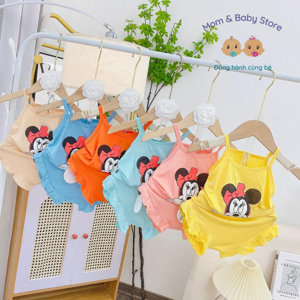 Bộ Hai Dây Minky Mom In Hình Chuột Mickey Thun Lạnh