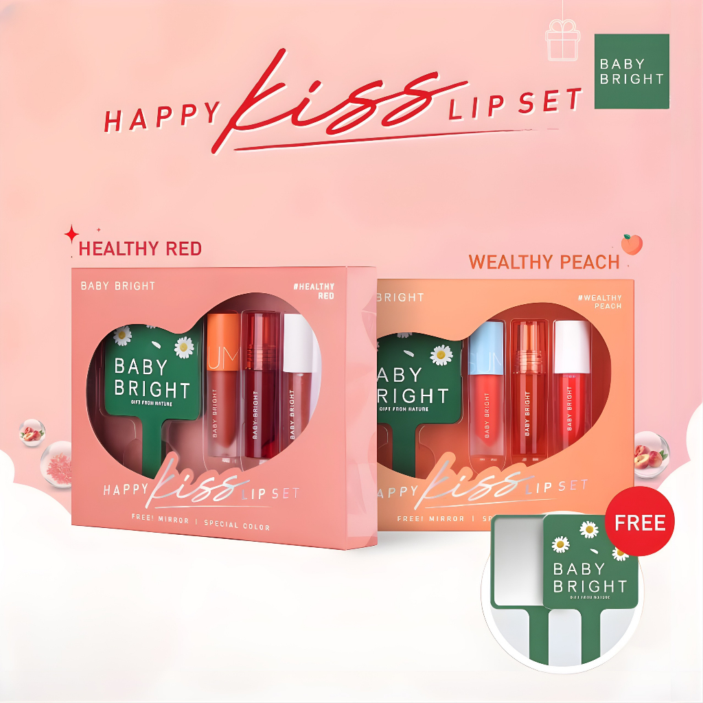 Set Son Môi Baby Bright Happy Kiss Lip Set - Chính Hãng Thái Lan