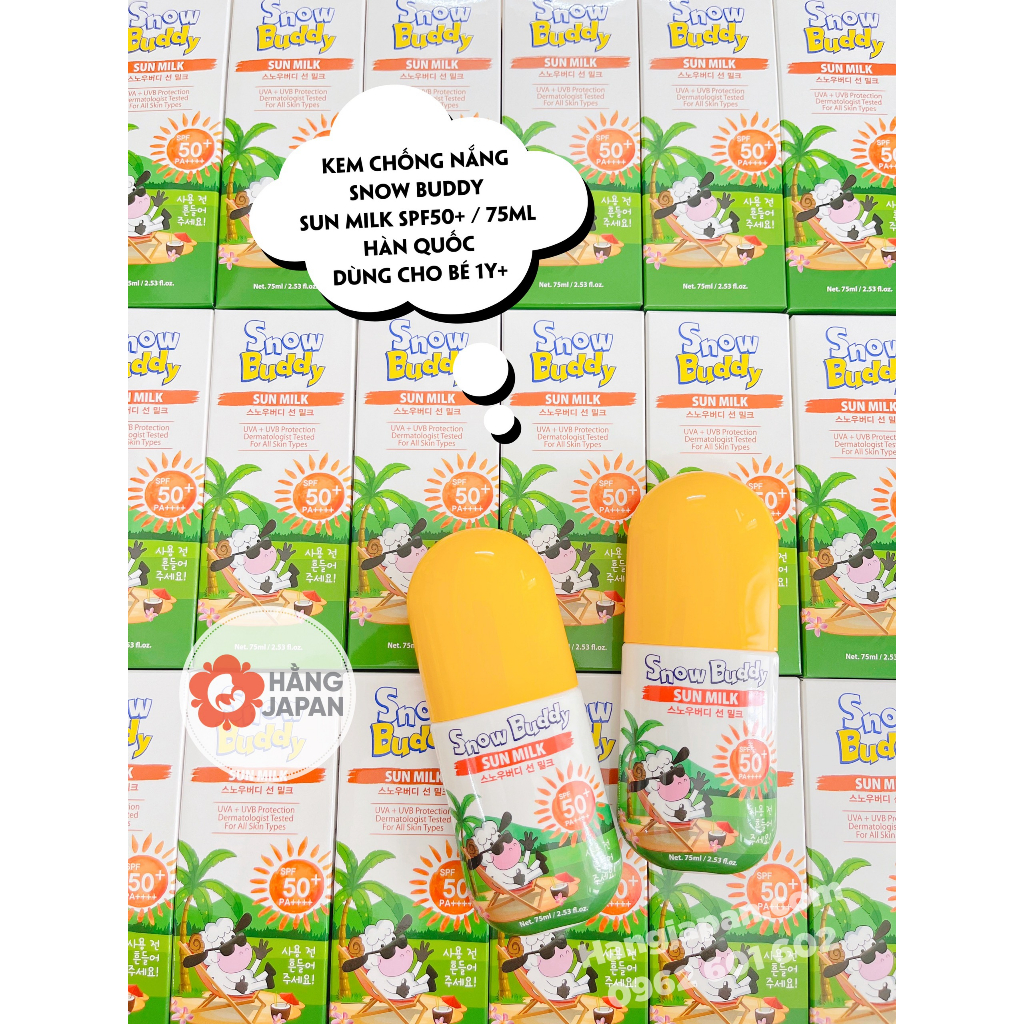 Sữa chống nắng Sun Milk Snow Buddy bảo vệ khỏi tia UVA UVB nhẹ nhàng &amp; dịu nhẹ cho cả gia đình, 75ml
