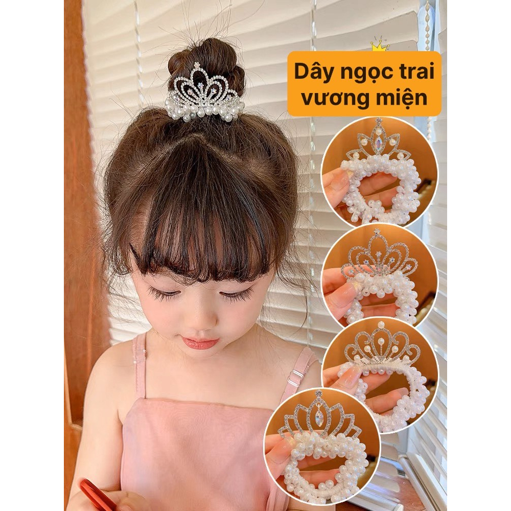 Dây buộc tóc Vương Miện ngọc Nhân Tạo dễ thương cho bé