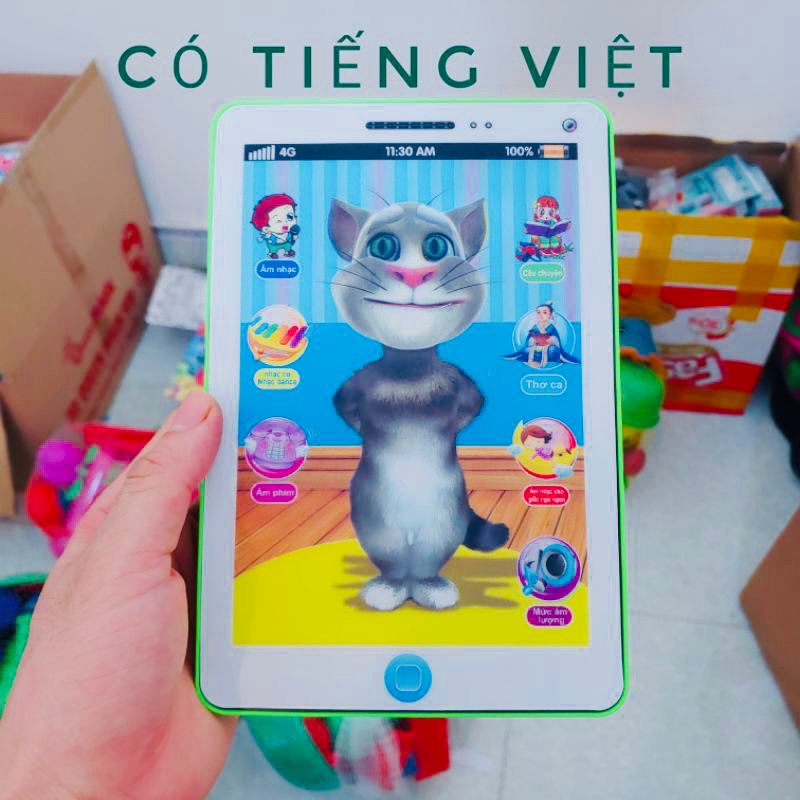 ĐỒ CHƠI IPAD MÈO TÔM THÔNG MINH CẢM ỨNG ĐA CHỨC NĂNG DÀNH CHO BÉ KÈM PIN