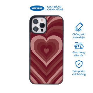 Ốp lưng iPhone viền đen, trắng chống sốc chống va đập Weekase in hình trái tim đỏ đậm - Màu in cực bền