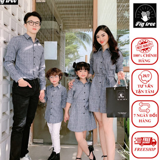 Combo Áo Váy Gia Đình Fig Tree Caro Xám Siêu Hot Vượt Thời Gian Mã 126A