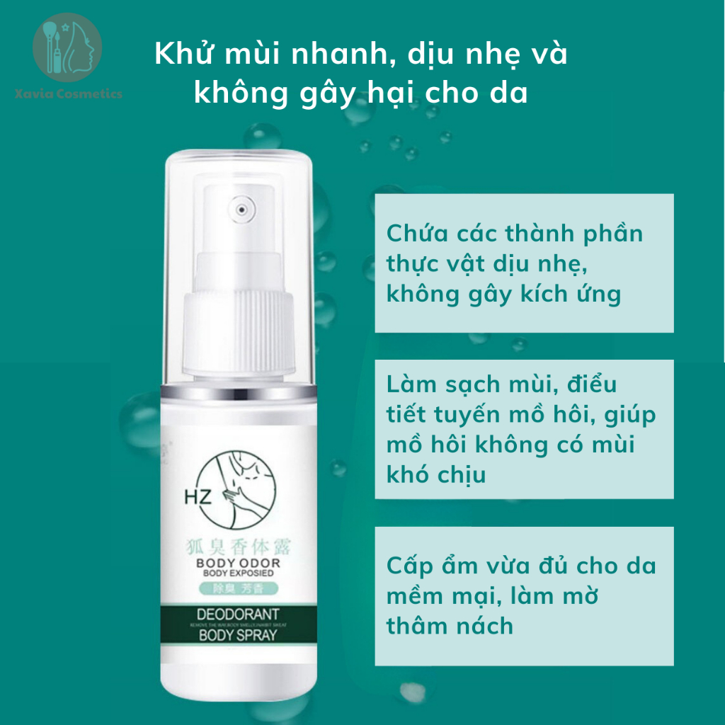 Xịt ngăn mồ hôi nách HZ - Xịt ngăn tiết mồ hôi, khử mùi, khử thâm cho vùng da dưới cánh tay luôn khô thoáng, thơm tho