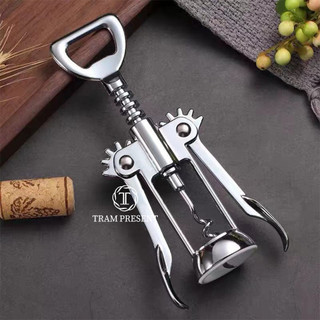 Dụng cụ mở ruou vang khui bia đa năng, thép không gỉ, sáng bóng, tiện dụng - Trâm Present