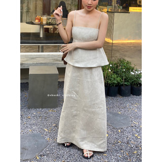 𝗛𝗮𝗻𝗻𝗶 𝗦𝗸𝗶𝗿𝘁 - Chân Váy Dài Linen Tưng ( ảnh chính chủ )