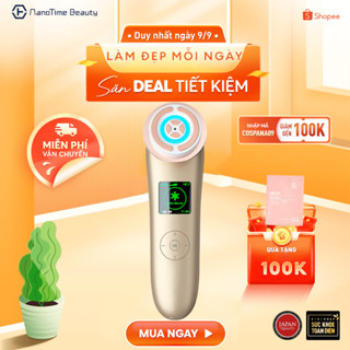 Máy nâng cơ mặt đẩy tinh chất trẻ hóa da Nanotime F81E HT Beauty sóng RF Photon tái tạo collagen, kết nối app điện thoại