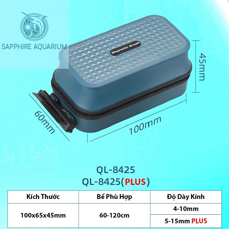 Nam Châm Cọ Bể - Lau Kính Bể Cá Magnetic Brush và SUNSUN MB-105D Cho Kính 4-25 Li