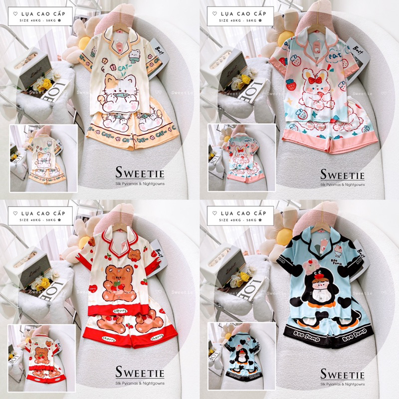 Đồ Bộ Mặc Nhà Đồ Ngủ Boo Pijama Chất Lụa Latin Form Đùi Freesize 40-58kg(Bảng 2)