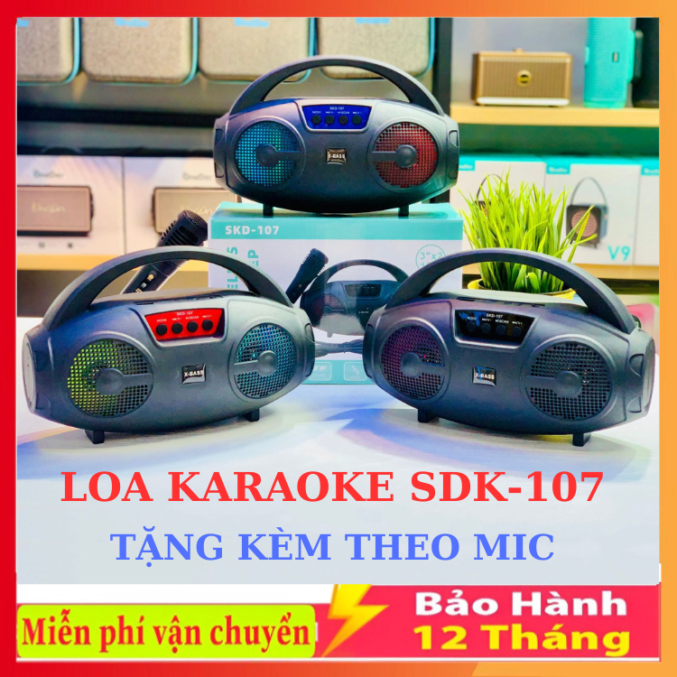 Loa Bluetooth Karaoke SKD -107, SKD -106 Tặng Kèm Mic Nghe Nhạc Cực Đã Âm Bass Cực Mạnh Loa Bluetooth Bảo Hành 12 Tháng