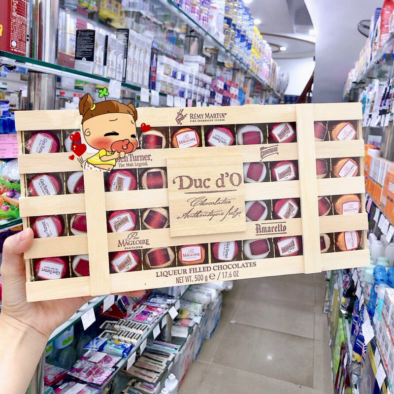 Hộp Socola Nhân Rịu Duc dO 500g size đại, 250g ( Hộp gỗ cực sang trọng ) - Hàng Bỉ Date 25.08.2023