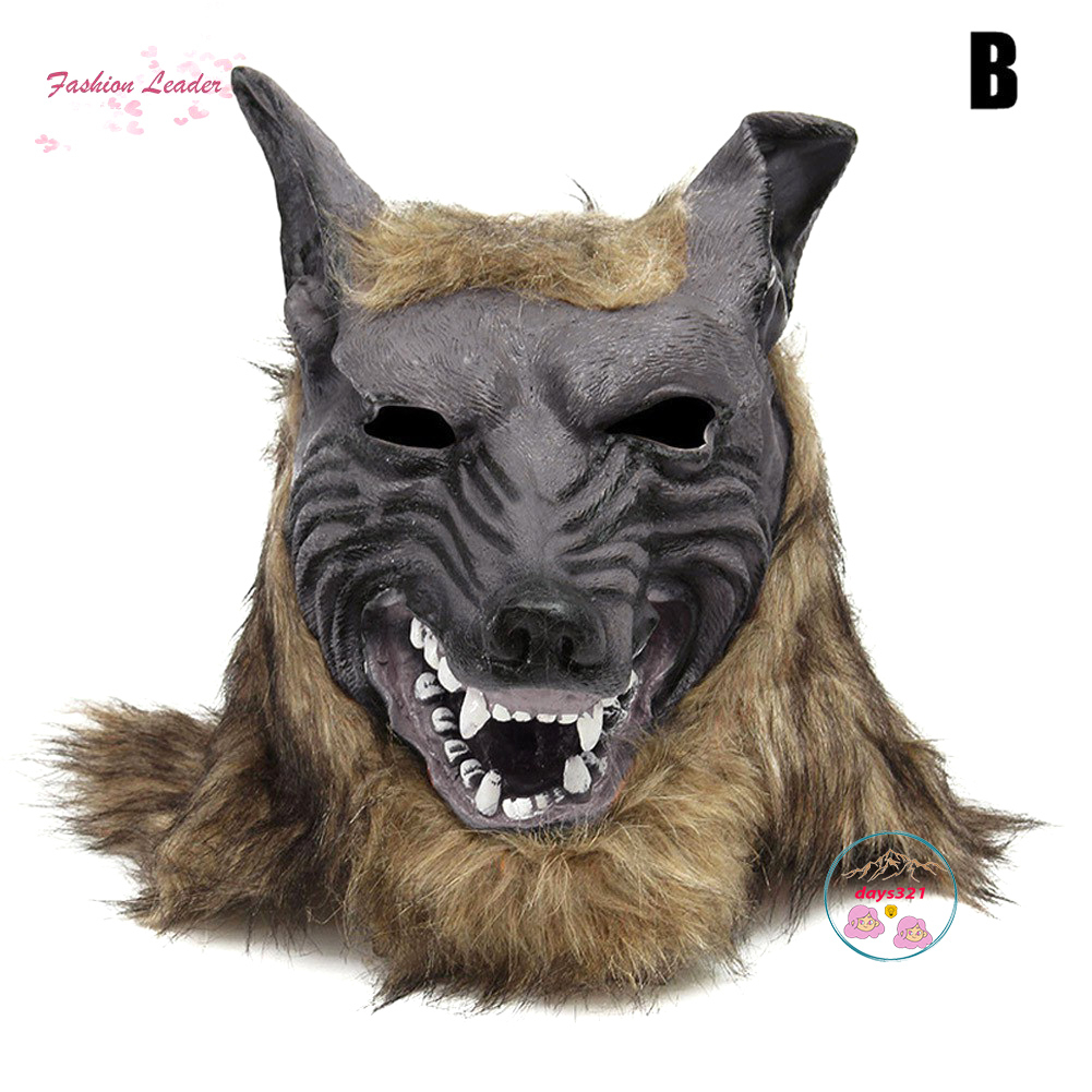 Mặt nạ/găng tay hóa trang người sói bằng cao su cho Halloween tùy chọn