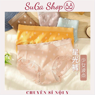 ￼combo 10 quần cotton chấm bi viền ren