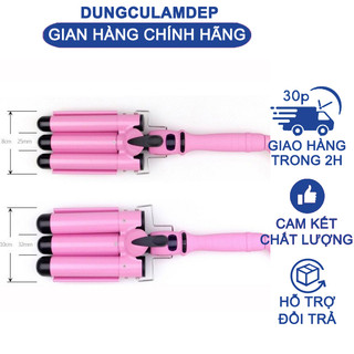 Máy uốn tóc sóng nước máy uốn xơn hippie 3 trục hồng(Khách chọn size)