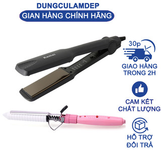 MÁY UỐN DUỖI TÓC 4 MỨC NHIỆT KEMEI 329+ TẶNG MÁY UỐN TÓC XOĂN TRỤC SỨ