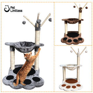 Nhà cây cattree đồ chơi cho mèo 2 tầng kết hợp bàn cào móng và trụ cào móng có võng CT00055