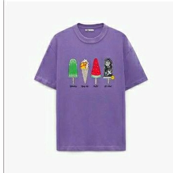 ZARA AUTHENTIC ( Có ảnh thật ) Áo thun in hình Zara màu tím size S