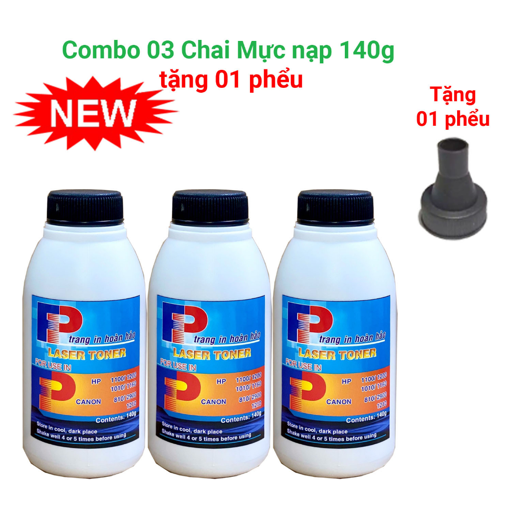 COMBO 05 CHAI Mực Nạp máy in Canon2900 siêu đậm nét đẹpcho máy in Canon2900, 3300, .Hp1020, P2035, Pro 400,