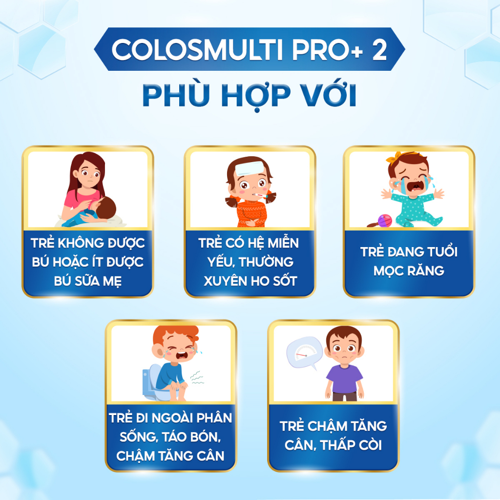 Sữa Bột Colosmulti Pro+ 2, 2 túi x 15g tăng cường hấp thu, miễn dịch, phát triển thể chất và nhận thức - MẪU THỬ