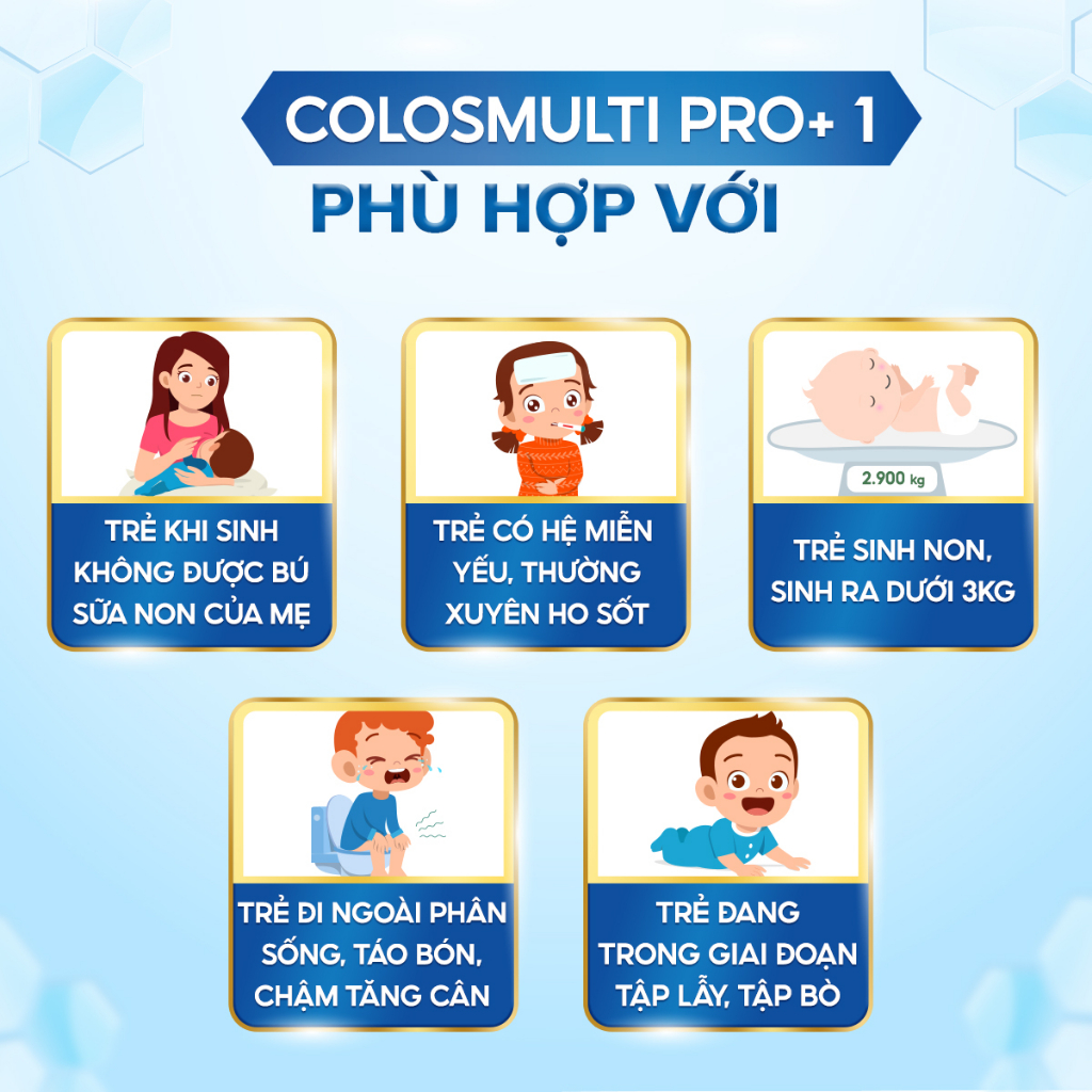 Sữa Bột Colosmulti Pro+ 1, 2 túi x 10g tăng cường miễn dịch,phát triển thể chất & nhận thức - MẪU THỬ