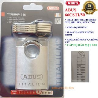 Ổ khóa chống cắt abus 66csti/50 thân titalium 50mm 4 chìa vi tính - bh 5 năm