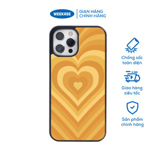 Ốp lưng iPhone viền đen, trắng chống sốc chống va đập Weekase in hình trái tim vàng xoài - Màu in cực bền