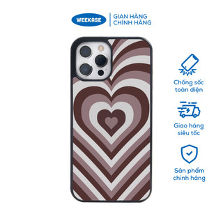 Ốp lưng iPhone viền đen, trắng chống sốc chống va đập Weekase in hình trái tim cafe - Màu in cực bền