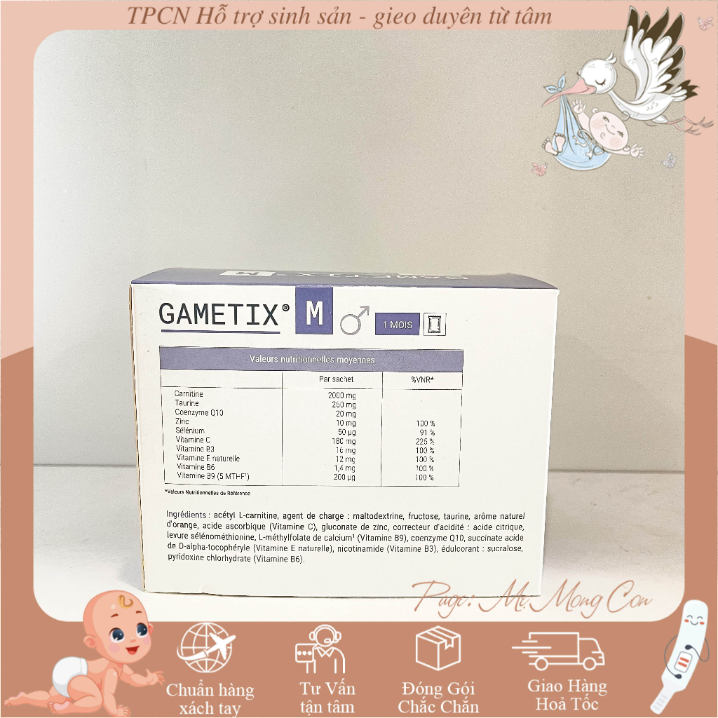 Gametix M  tăng thụ thai cho nam, tăng chất lượng, số lượng tinh trùng, hỗ trợ vô sinh hiếm muộn