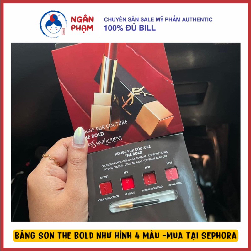 Bảng Son mẫu thử YSL The Bold 4 màu 1971,N1,N11,N12