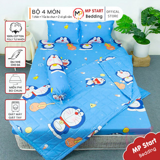Chăn Hè Trần Bông 3 Lớp Vải Cotton Poly DOREMON ĐÁNH ĐÀN cho bé trungvbhp_shopalot2