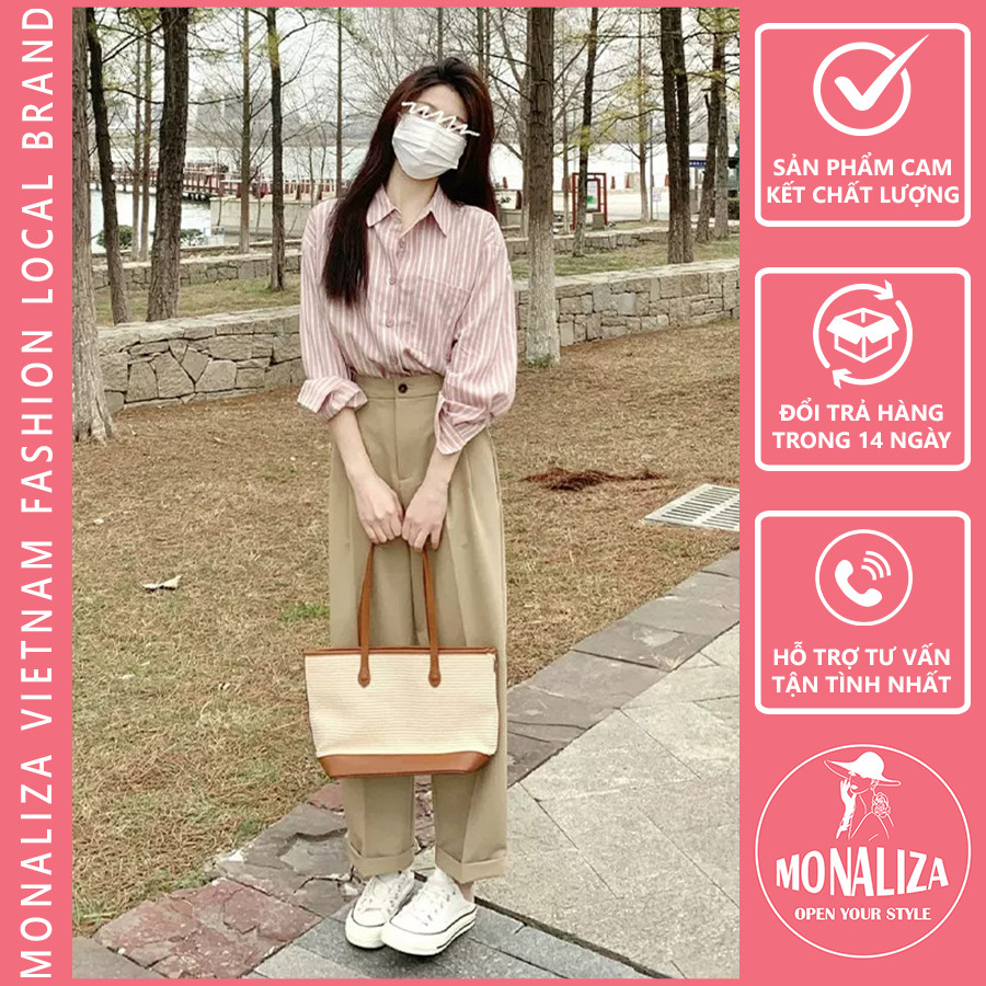 Full Set Quần Ống Rộng Nữ Kèm Áo Sơ Mi Nữ Form Rộng [MÃ : MN225S2023]