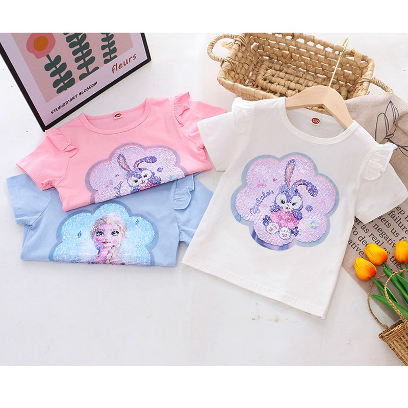 Áo Đính Kim Sa Lật 2 mặt Thời Trang mùa hè cho bé Gái