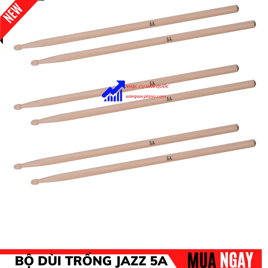 Bộ Dùi Trống Jazz, Trống Nhạc 5A Gỗ Sồi Cao Cấp
