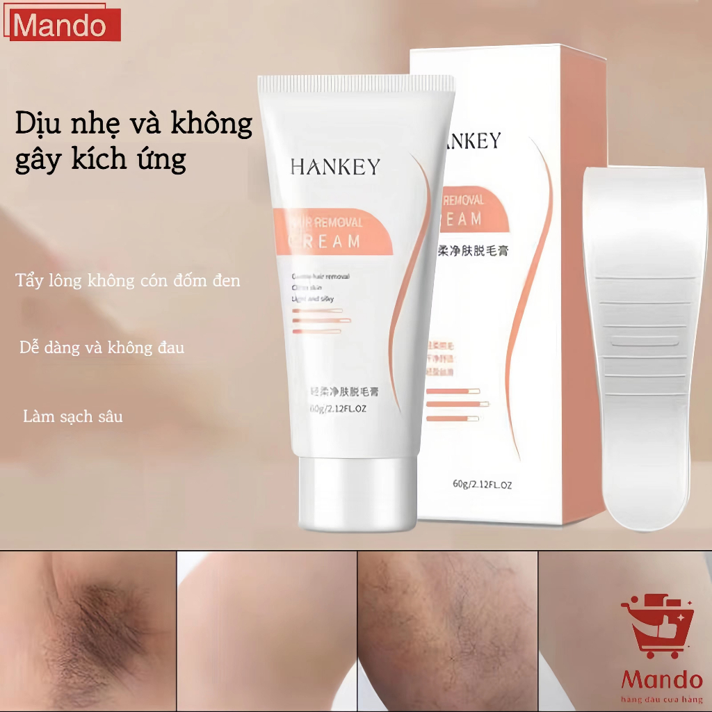 Kem tẩy lông HANKEY Lành Tính Dịu Nhẹ Không Gây Kích ứng Làm Sạch Lông Nách Chân Nhanh Chóng Dễ Dàng Sử Dụng 60g